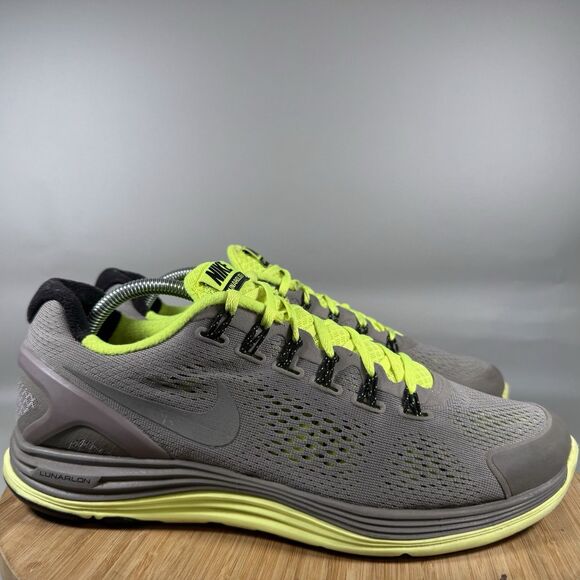 Nike LunarGlide+ 4 Running Shoes Mens Size 10.5 Grey Neon Sneakers - Picture 1 of 8